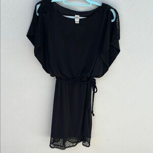 Chic Black Dress with Lace Trim by Sangria Size 10